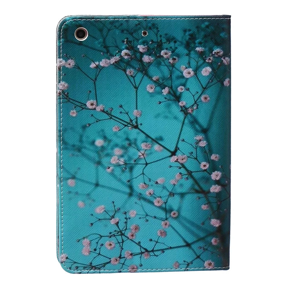 Pattern Printing Leather Wallet Cover With Stand for iPad mini 1 2 3 - Tree with Flowers - 2