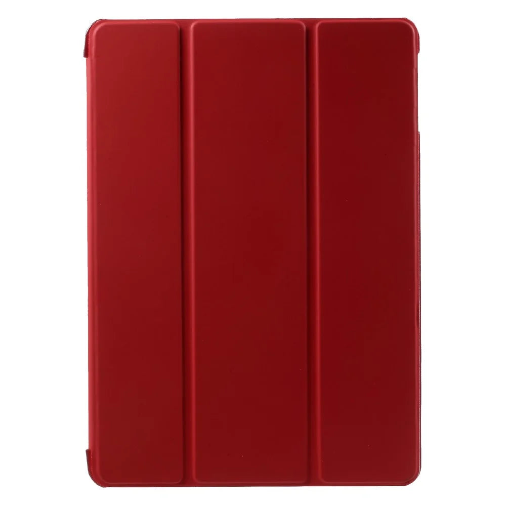 For iPad 9.7-inch (2018) / (2017) Tablet Cover Tri-Fold Stand PU Leather + PC Protective Case - Red - 2