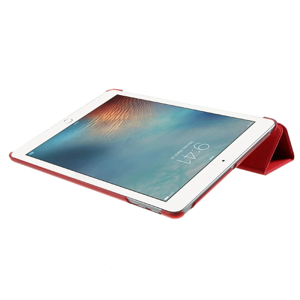 For iPad 9.7-inch (2018) / (2017) Tablet Cover Tri-Fold Stand PU Leather + PC Protective Case - Red - 7