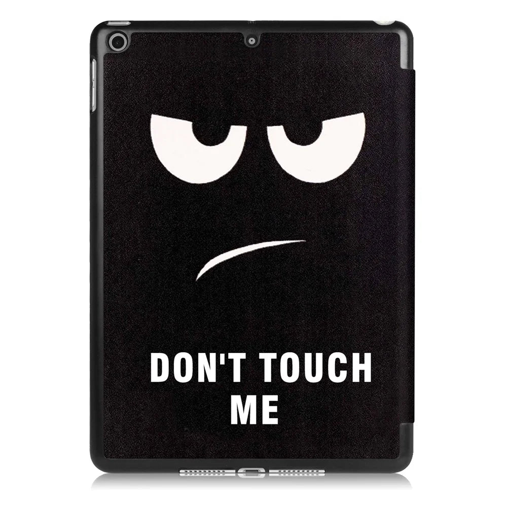 Pattern Printing Tri-fold Stand PU Leather Case Shell for iPad 9.7 (2018) / 9.7 (2017) - Do Not Touch Me - 3