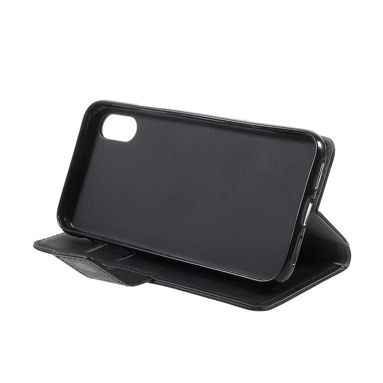 For iPhone XS / X/10 5.8 inch Leather Stand Wallet Mobile Phone Case - Black - 3
