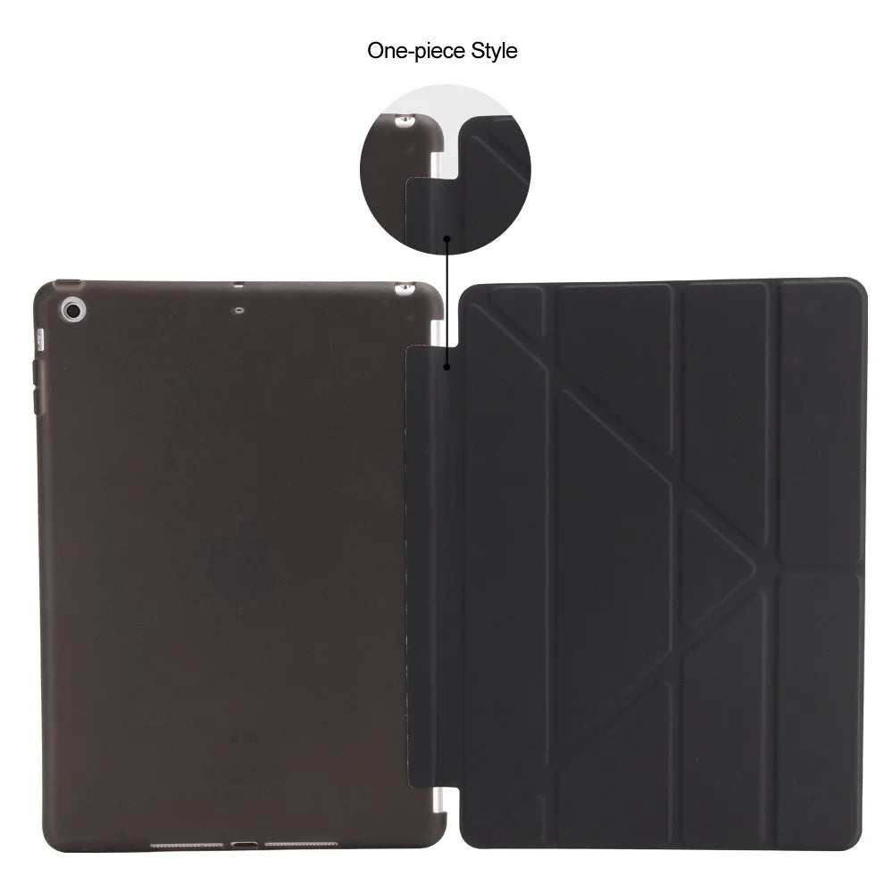 For iPad 9.7 (2018) / (2017) Smart Tablet Case PU Leather + TPU Origami Stand Cover - Black - 2