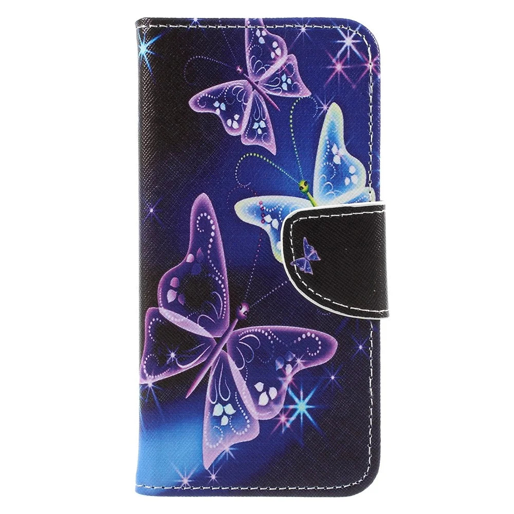 Pattern Printing Cross Texture Stand Wallet Leather Cover for Samsung Galaxy A8 (2018) - Crystal Butterfly - 3