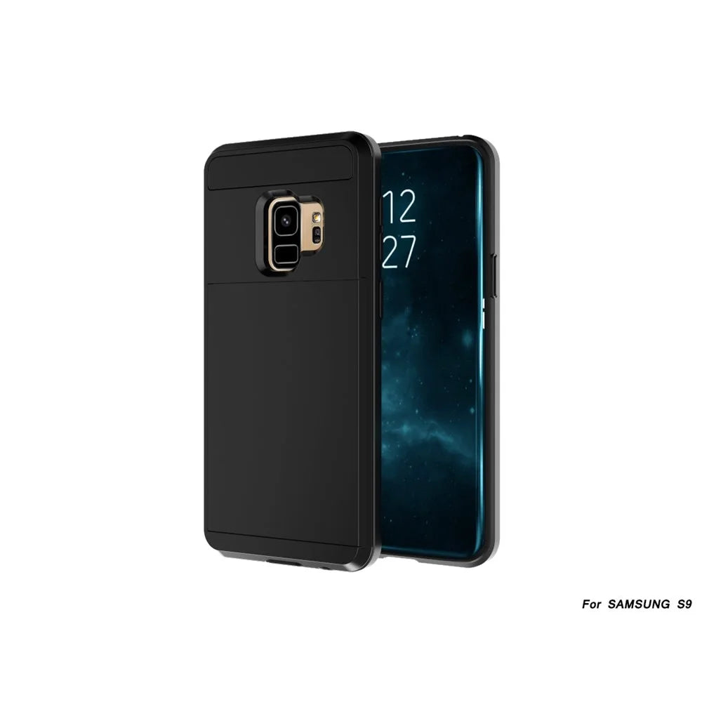 Sliding Card Holder PC + TPU Hybrid Case for Samsung Galaxy S9 G960 - Black - 2
