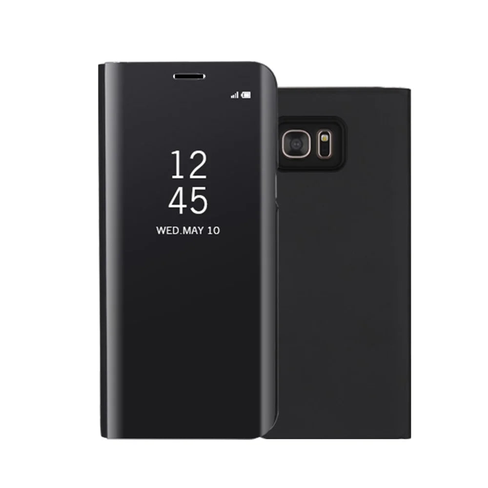 For Samsung Galaxy S7 edge Flip Leather Cover with Stand Full Body Protective Phone Case - Black - 1