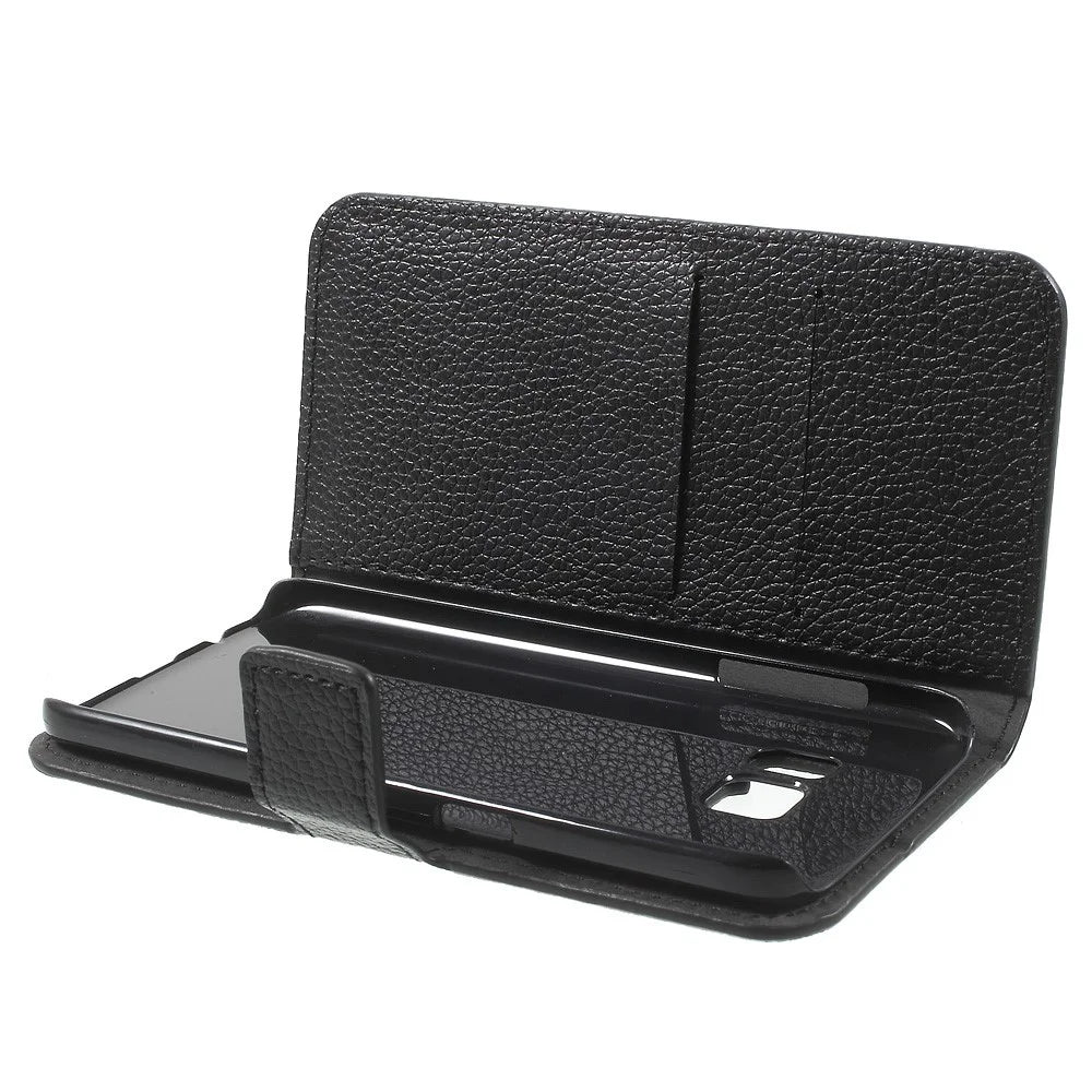 Litchi Wallet Stand Leather Case for Samsung Galaxy S7 - Black - 5