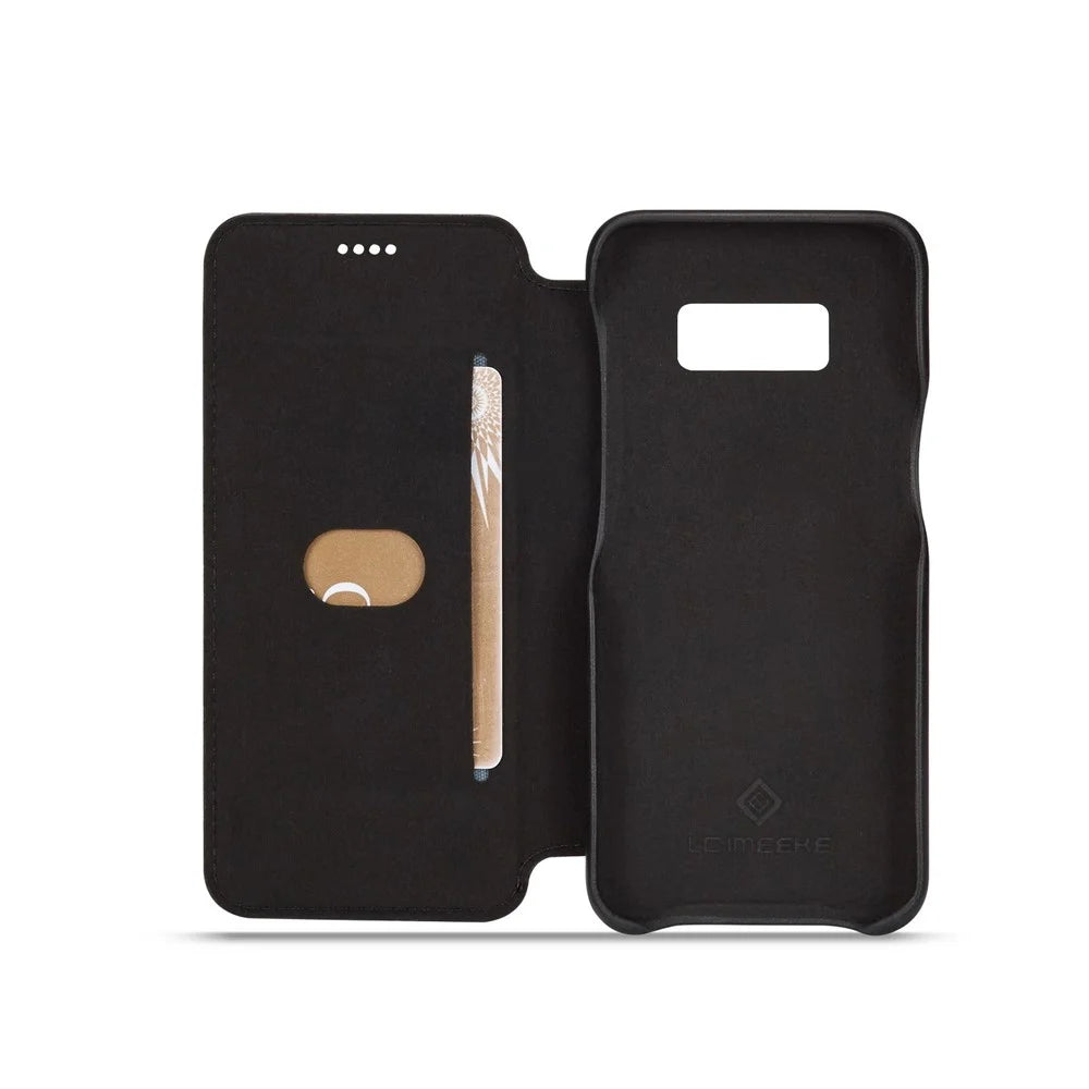 LC.IMEEKE Retro Style Leather Card Holder Case Phone Shell for Samsung Galaxy S8 SM-G950 - Black - 6