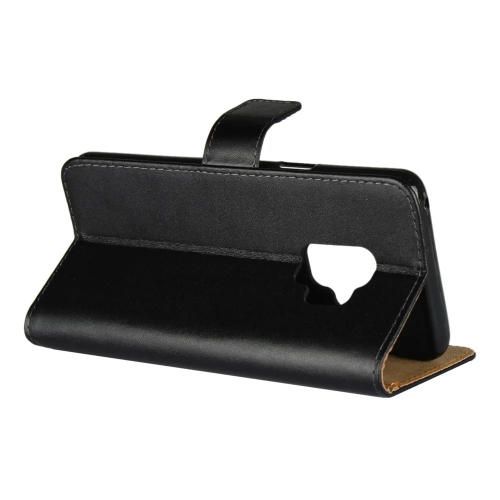Premium Split Leather Phone Cover Case for Samsung Galaxy S9 G960 with Wallet Stand Functions - Black - 5
