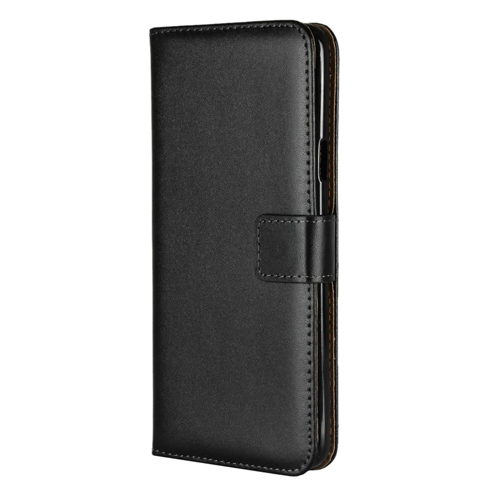 Split Leather Wallet Stand Mobile Phone Case for Samsung Galaxy S9 Plus SM-G965 - Black - 2