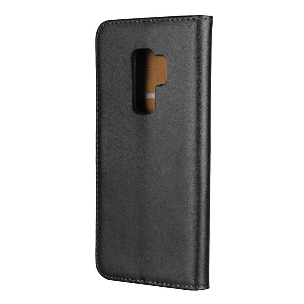 Split Leather Wallet Stand Mobile Phone Case for Samsung Galaxy S9 Plus SM-G965 - Black - 3