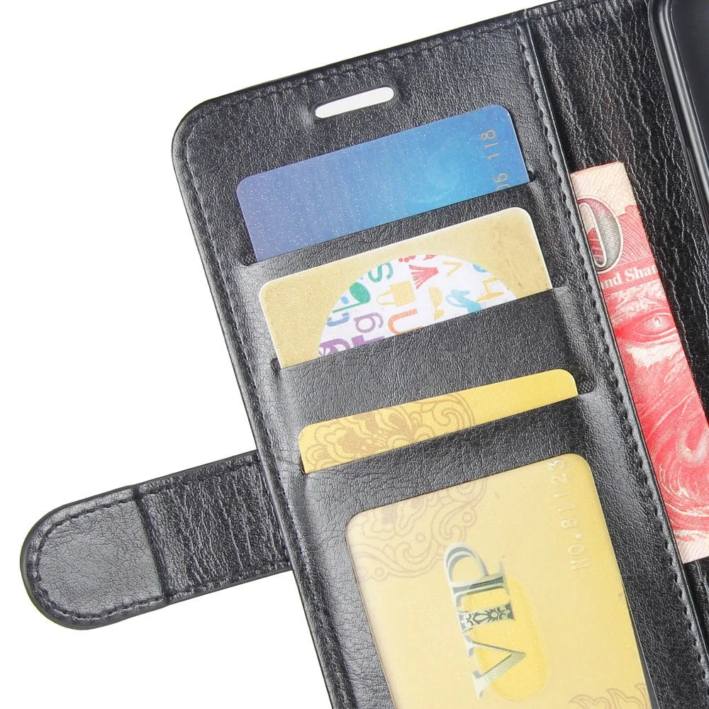 For Samsung Galaxy J6 (2018) Crazy Horse Texture Wallet Leather Case with Stand - Black - 3