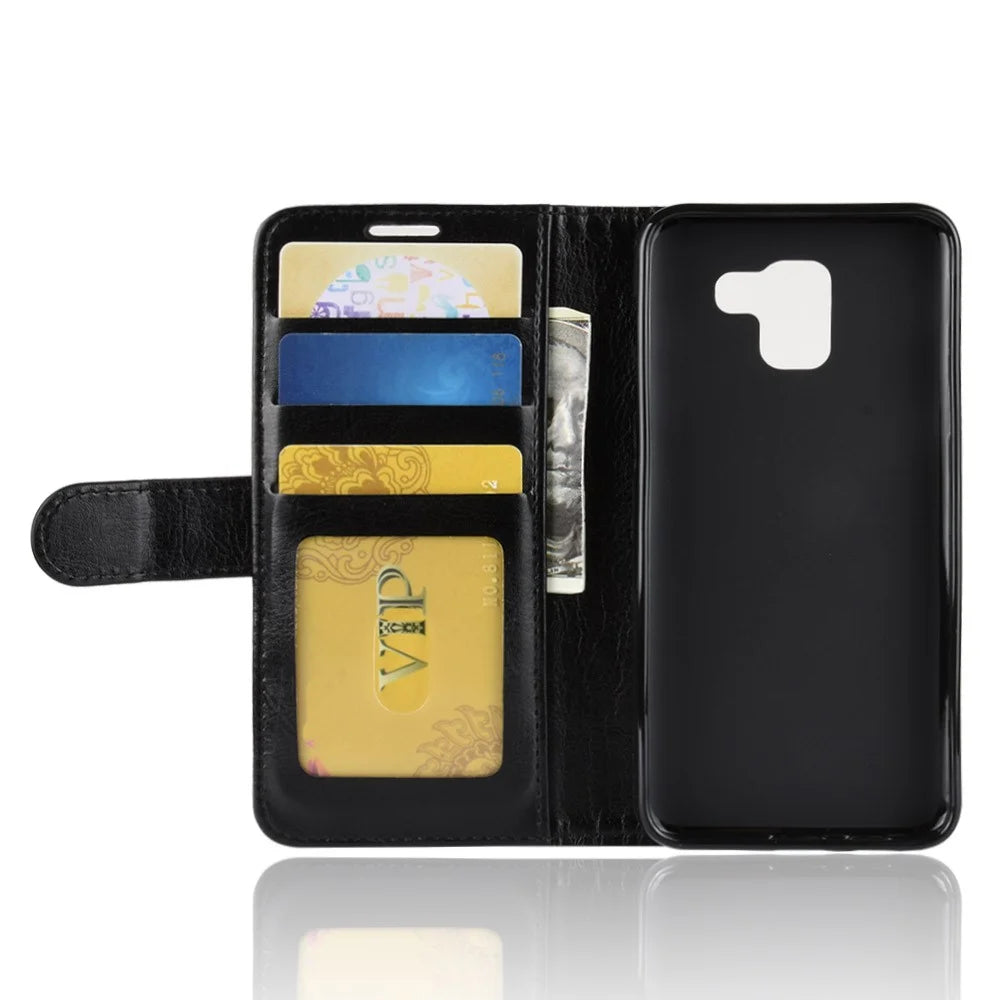 For Samsung Galaxy J6 (2018) Crazy Horse Texture Wallet Leather Case with Stand - Black - 4