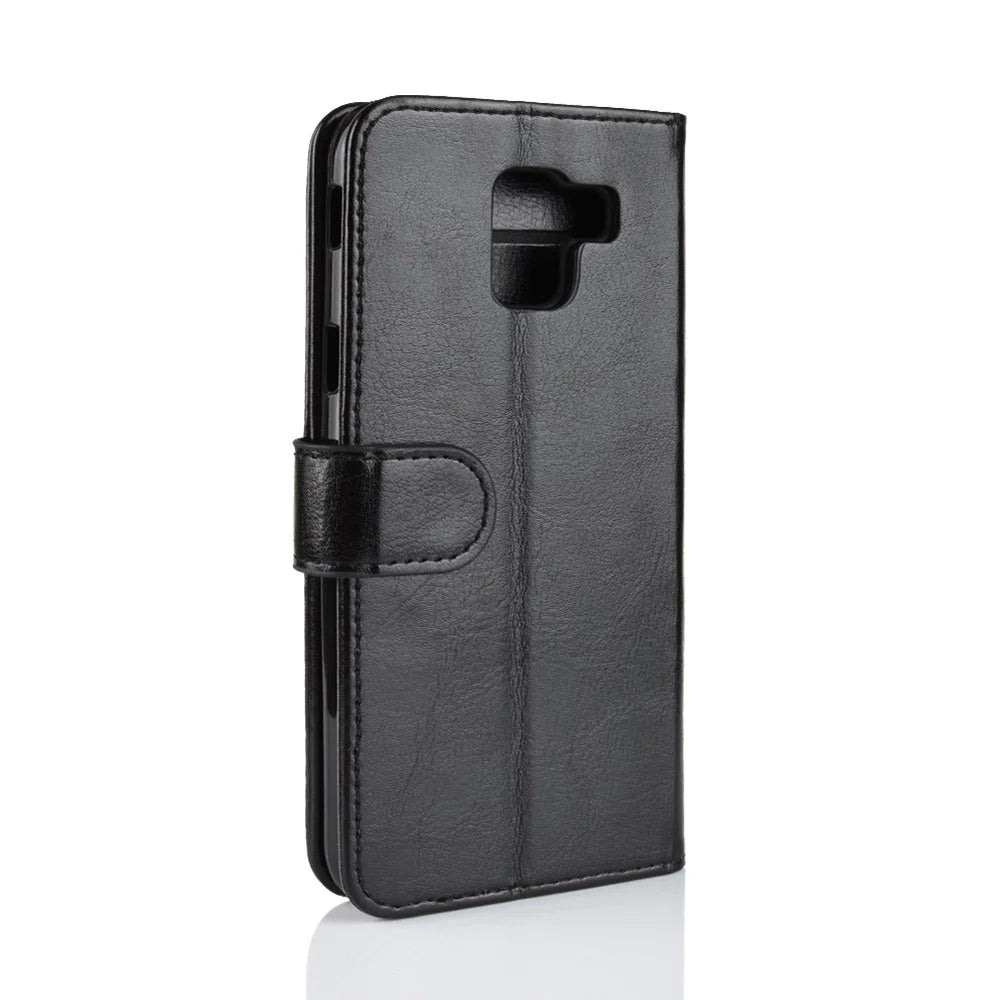 For Samsung Galaxy J6 (2018) Crazy Horse Texture Wallet Leather Case with Stand - Black - 7