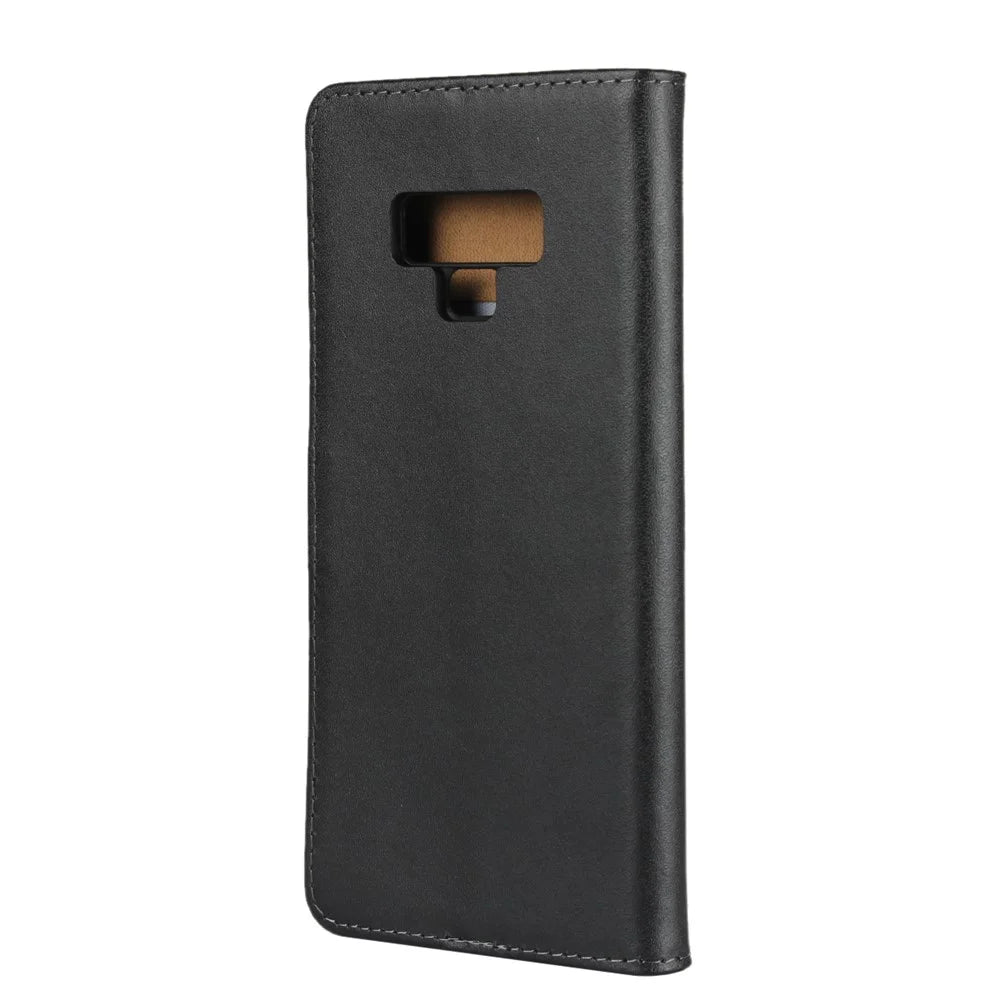 Genuine Leather Wallet Stand Phone Case for Samsung Galaxy Note 9 - Black - 3