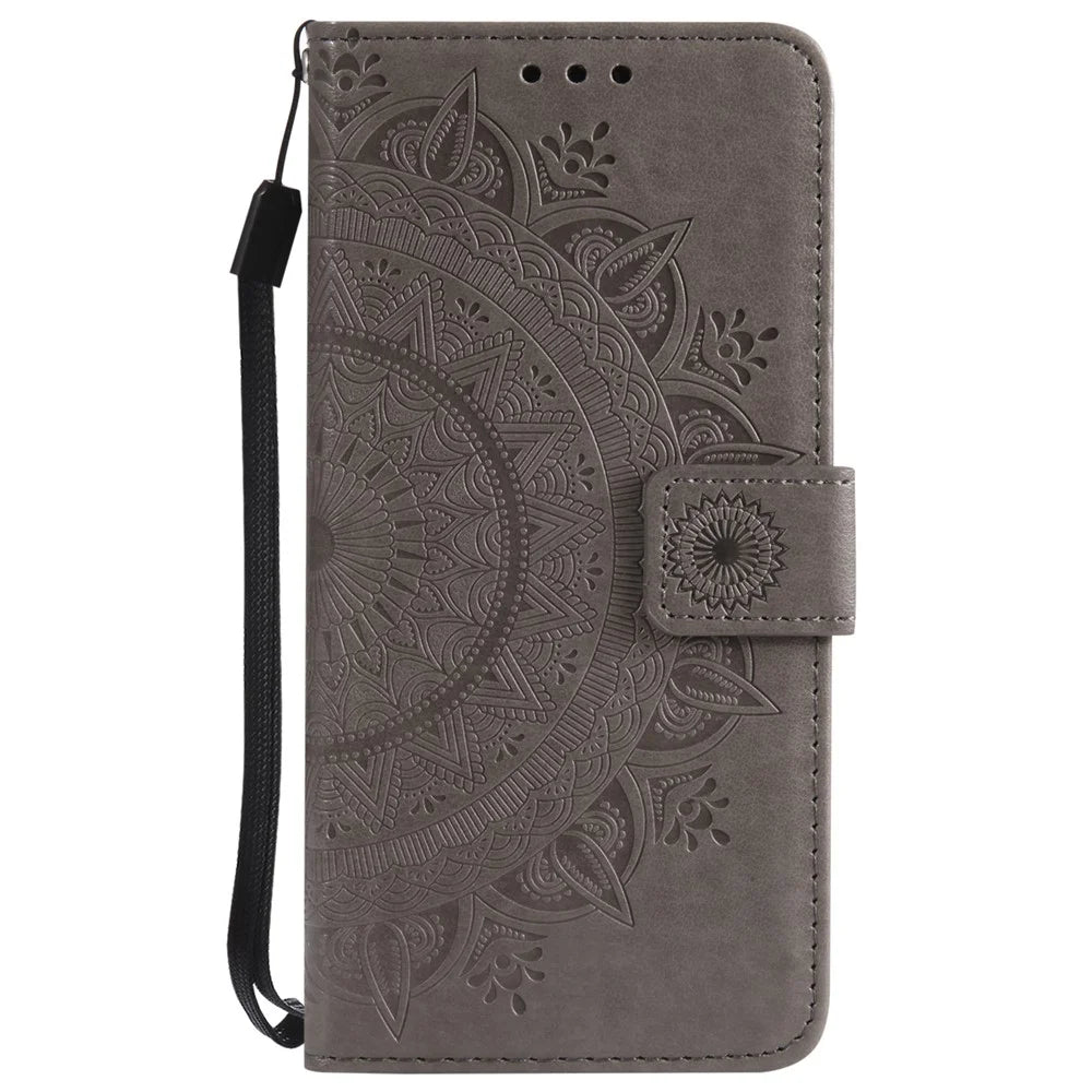 Imprinted Mandala Pattern Wallet Leather Mobile Case for Samsung Galaxy A5 (2017) A520 - Grey - 2