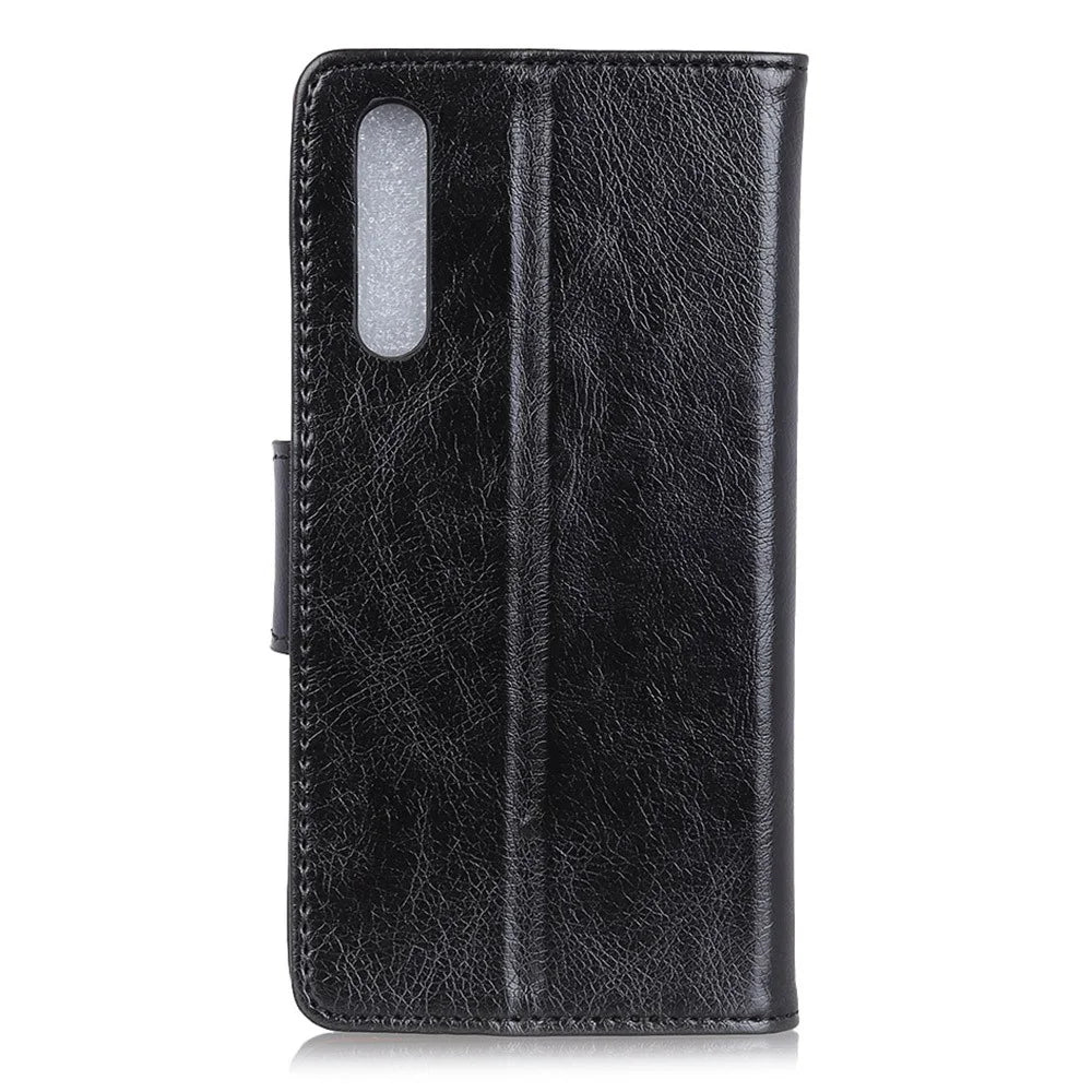 Protective Phone Case for Samsung Galaxy A7 (2018) Nappa Texture Split Leather Flip Folio Cover Shockproof Phone Shell with Stand Wallet - Black - 4