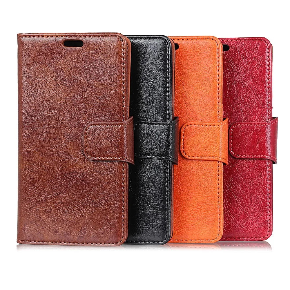 Protective Phone Case for Samsung Galaxy A7 (2018) Nappa Texture Split Leather Flip Folio Cover Shockproof Phone Shell with Stand Wallet - Black - 7