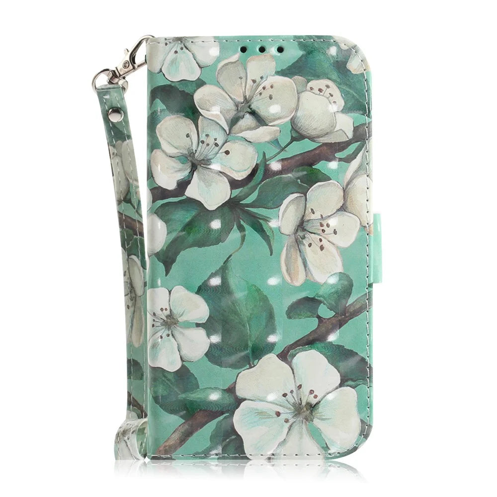 Pattern Printing Leather Case with [Wallet Stand] for Samsung Galaxy A7 (2018) - Pretty Flowers - 2