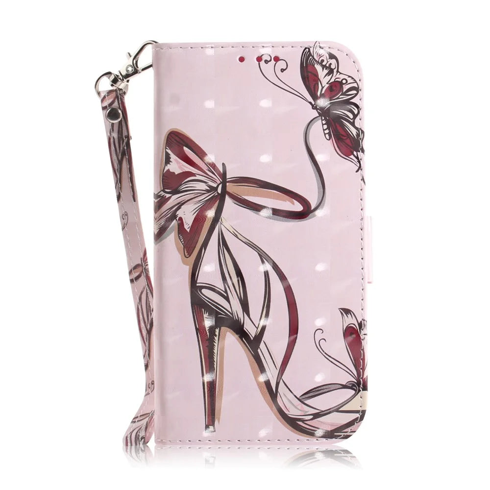 Pattern Printing Leather Phone Shell with Stand for Samsung Galaxy A9 (2018) / A9 Star Pro / A9s - High Heel Sandal - 2