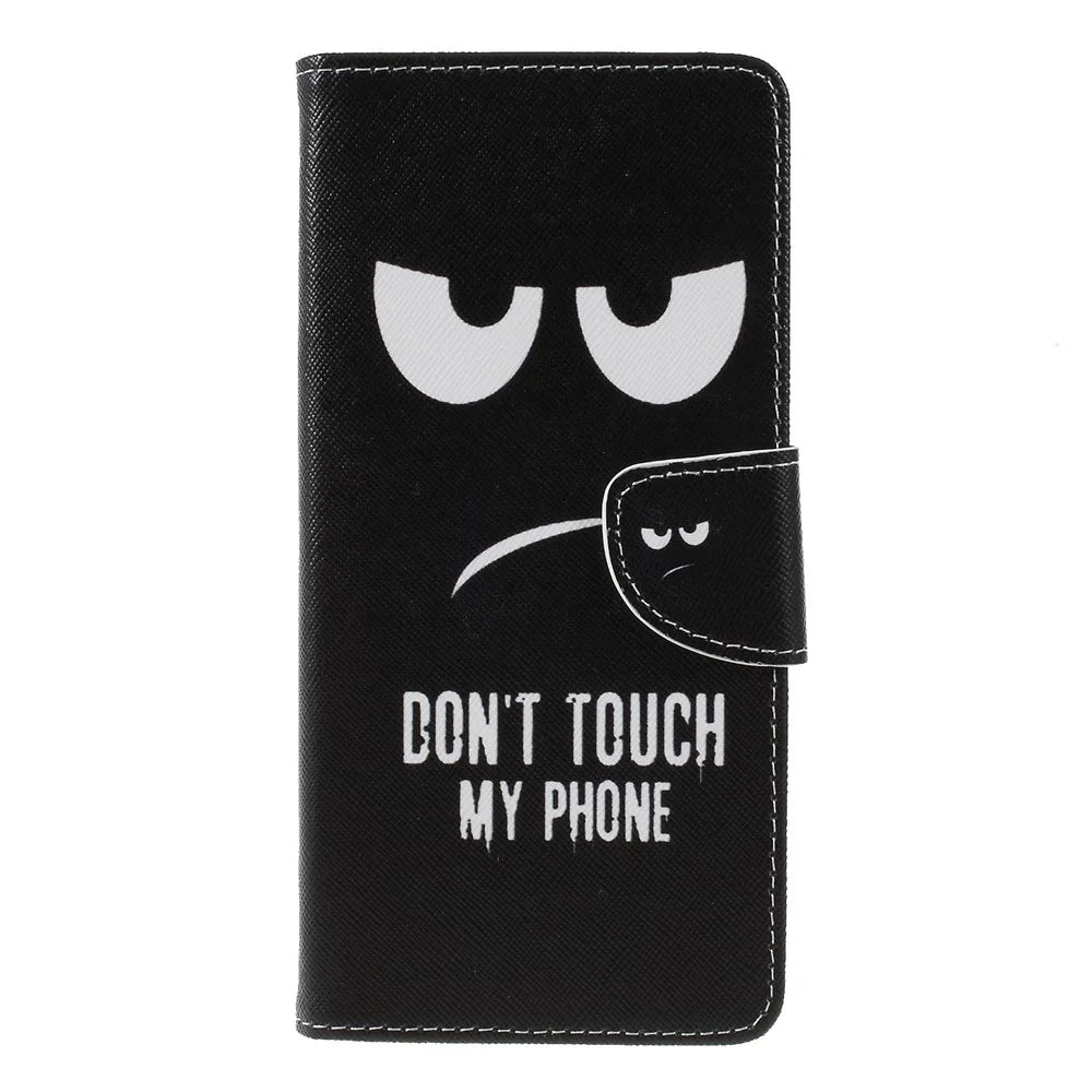 Cross Texture Patterned Wallet Leather Cover for Samsung Galaxy J6+ / J6 Prime - Do not Touch My Phone - 1