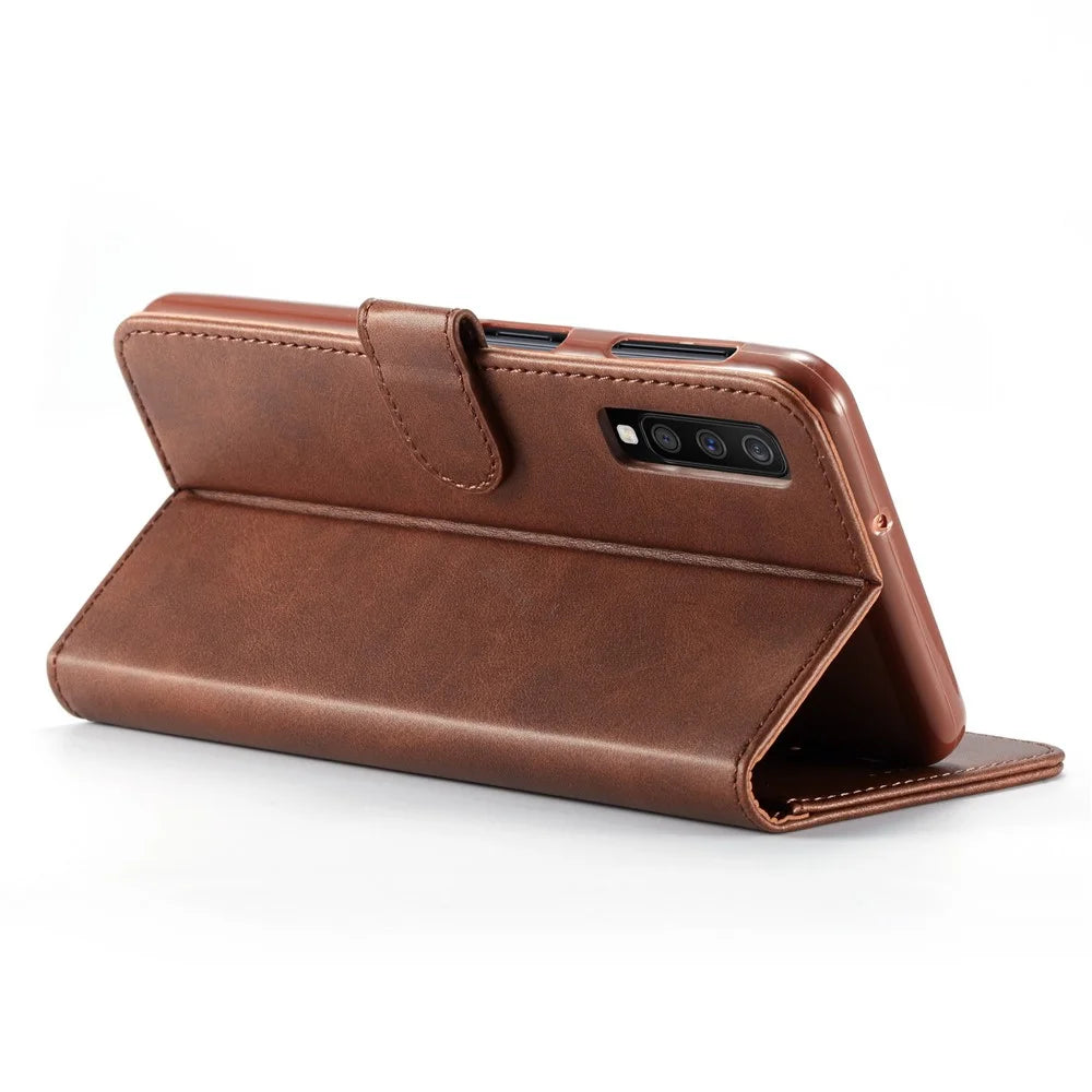 LC.IMEEKE Wallet Leather Stand Case for Samsung Galaxy A7 (2018) - Coffee - 6
