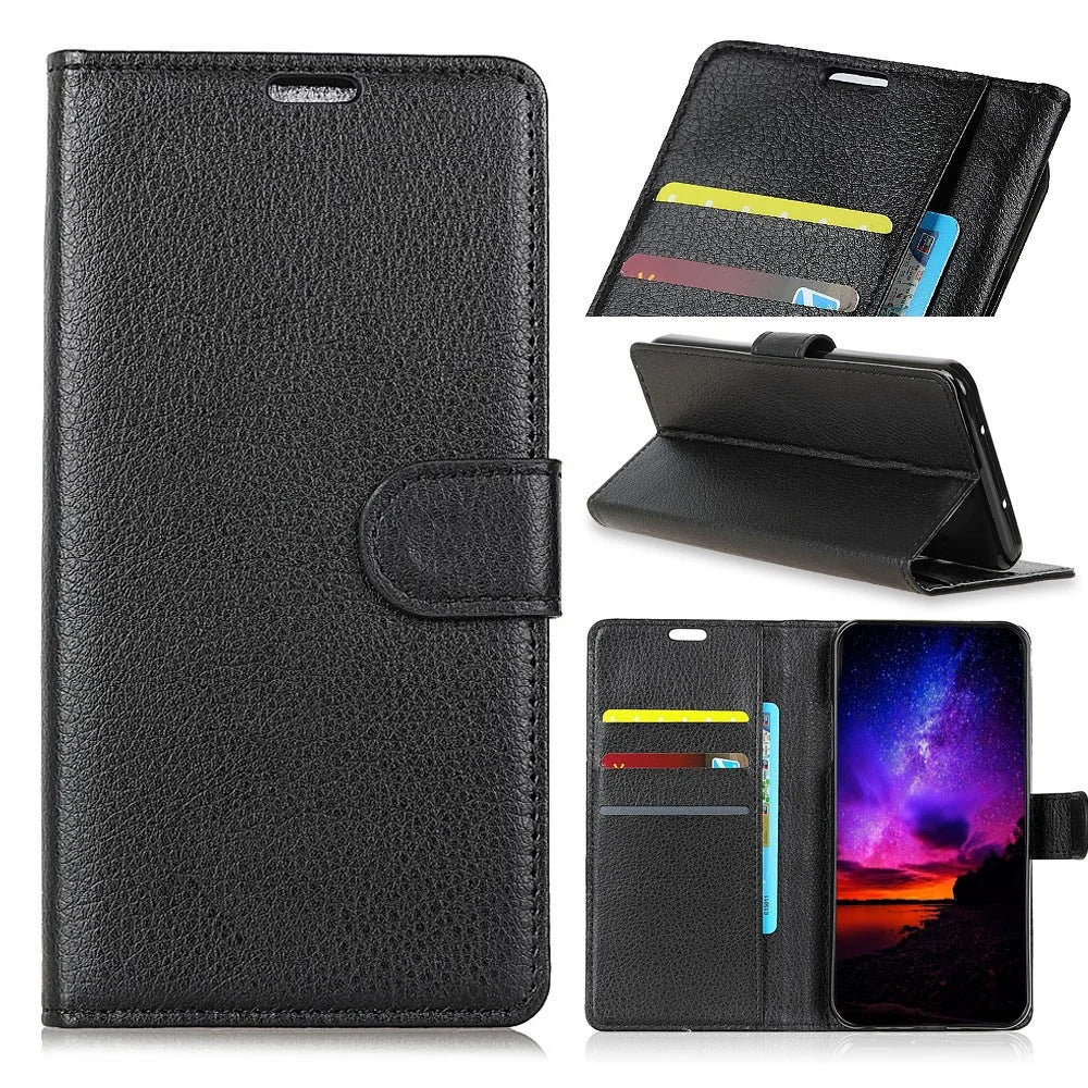 For Samsung Galaxy S10e Litchi Skin PU Leather Wallet Case - Black - 1