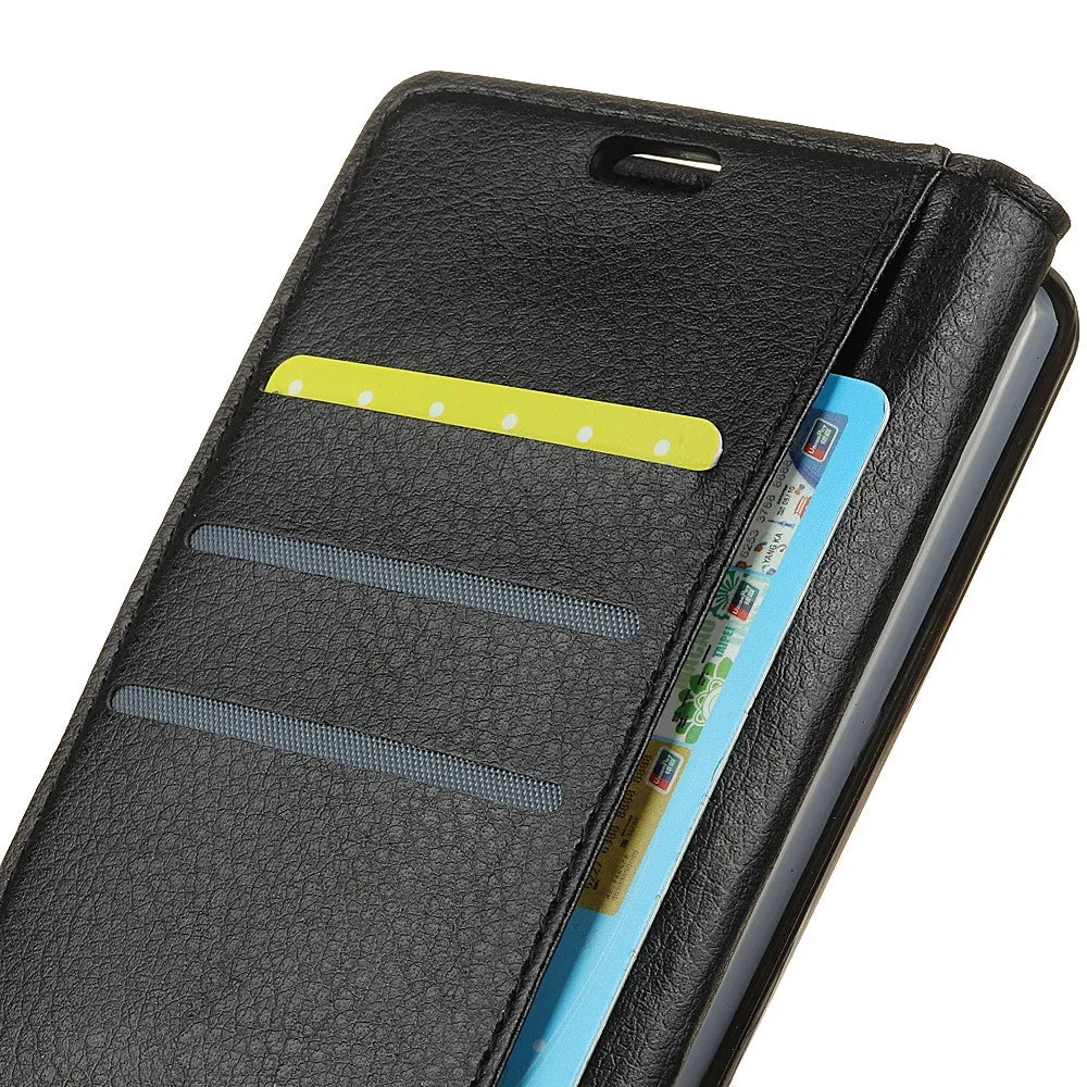 Litchi Texture Leather Wallet Stand Flip Case for Samsung Galaxy S10 Plus - Black - 3