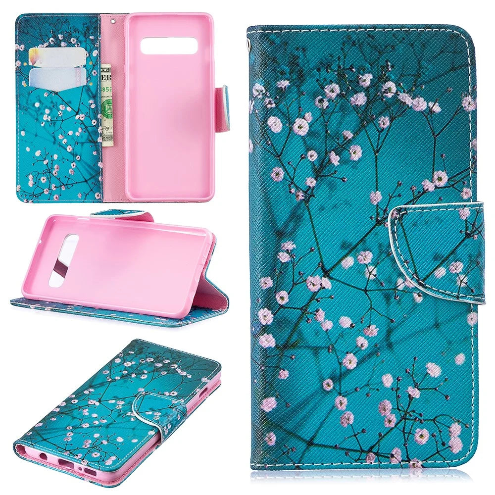 Pattern Printing PU Leather Protective Cover for Samsung Galaxy S10 - Wintersweet - 1