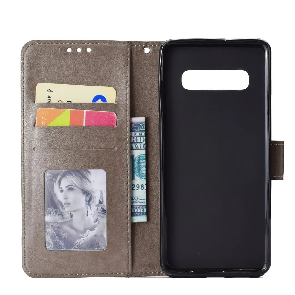 Imprinted Mandala Pattern [Wallet Stand] Leather Case for Samsung Galaxy S10 Plus - Grey - 4