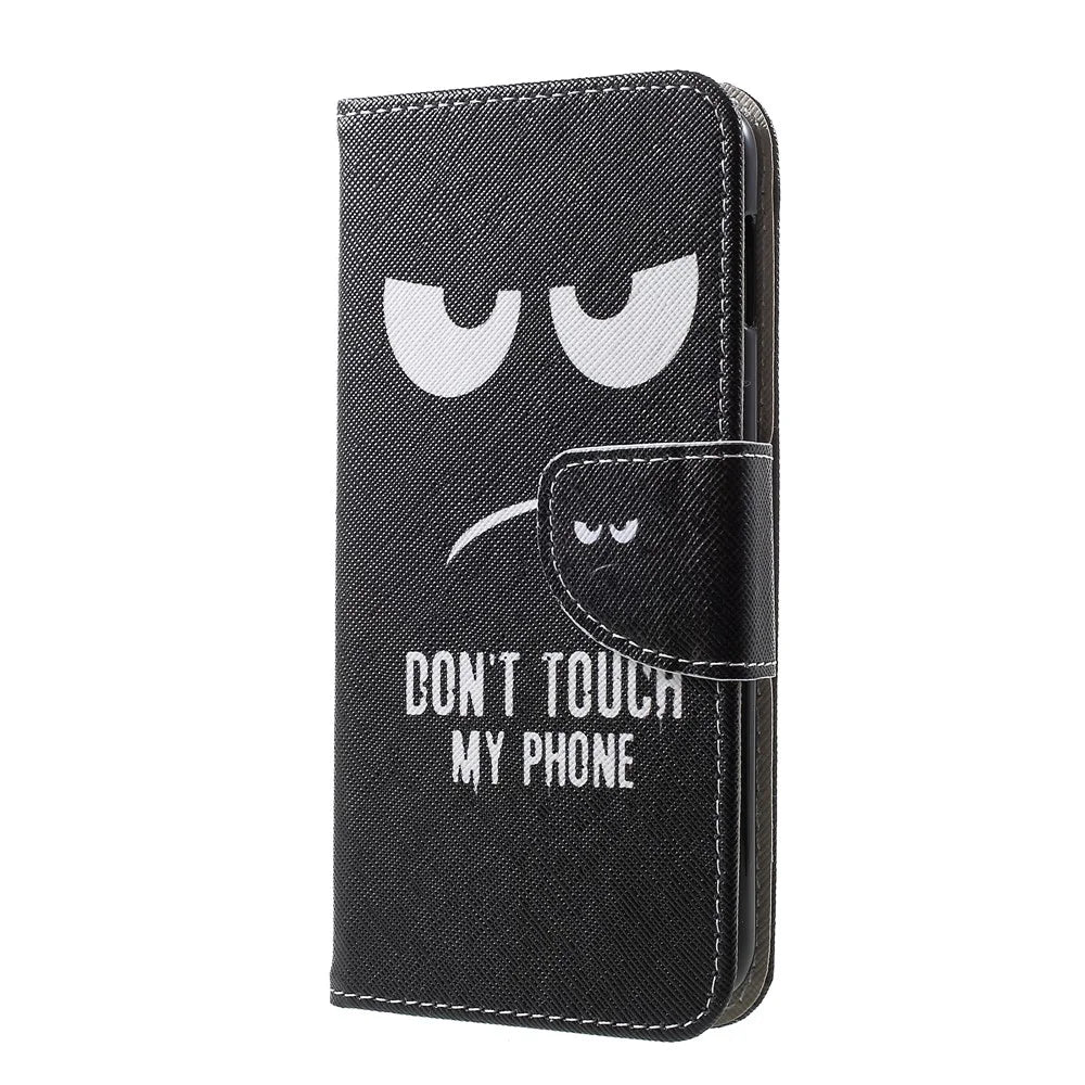 Pattern Printing Cross Texture PU Leather Wallet Case for Samsung Galaxy S10e - Do not Touch My Phone - 2