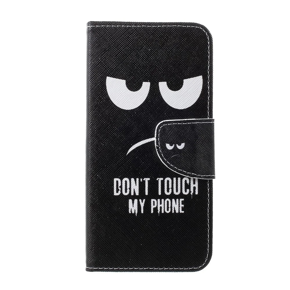 Pattern Printing Cross Texture Leather Wallet Case for Samsung Galaxy S10 Plus - Do not Touch My Phone - 3