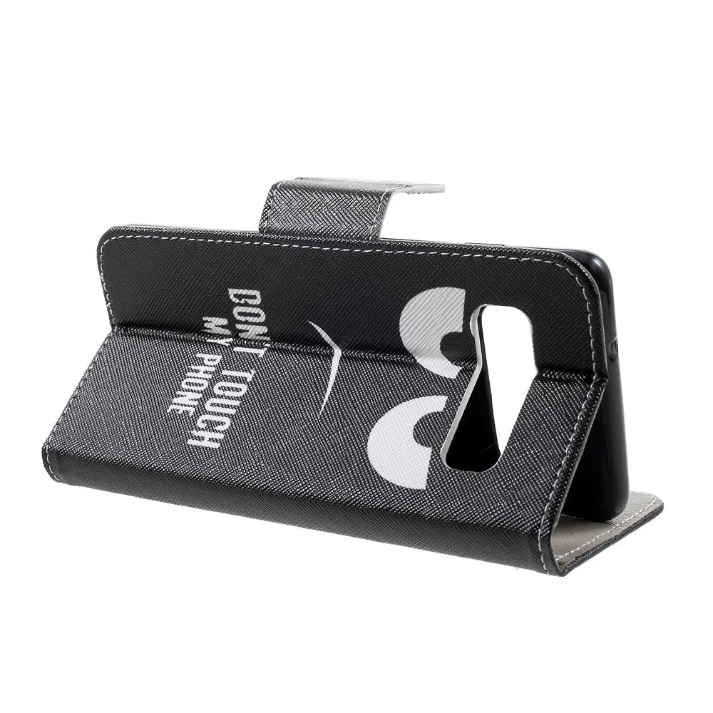 Pattern Printing Cross Texture Leather Wallet Case for Samsung Galaxy S10 Plus - Do not Touch My Phone - 4
