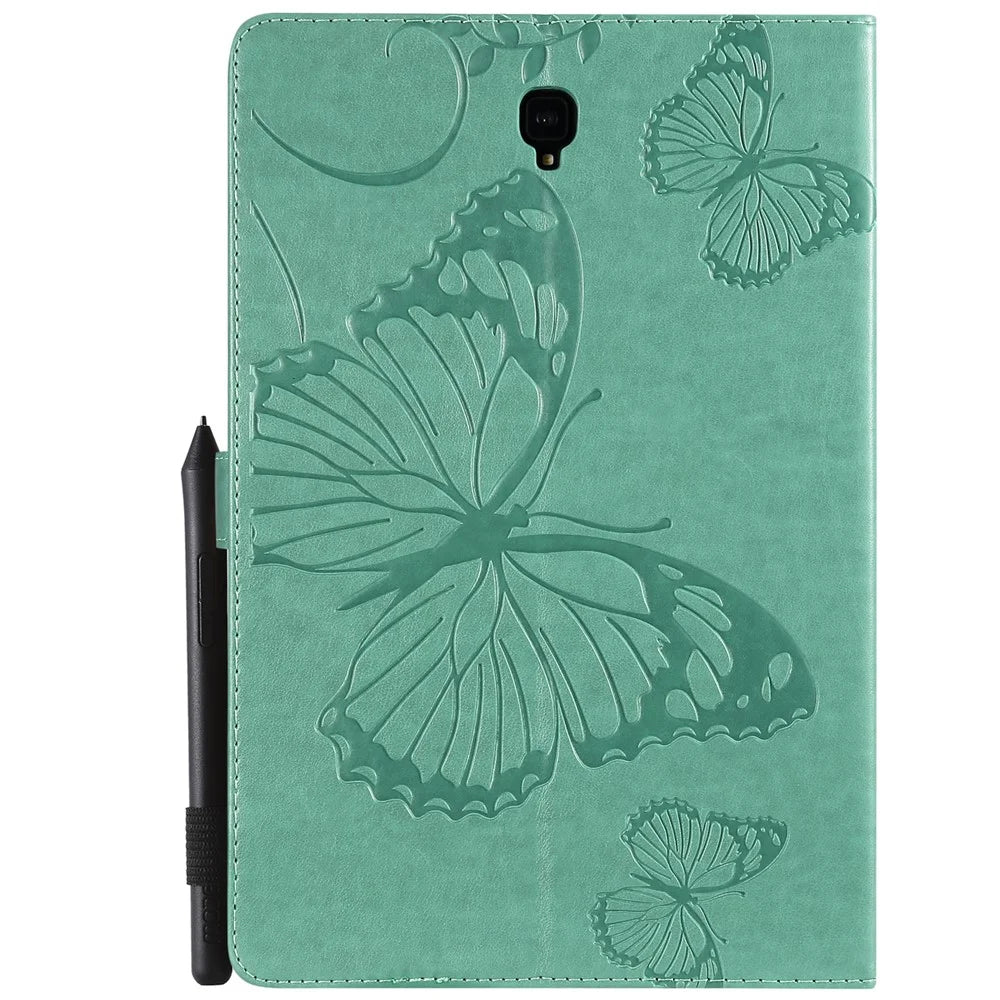 KT Tablet Series-3 [Imprint Butterfly] Stand Leather Tablet Case for Samsung Galaxy Tab S4 10.5 T830 T835 T387 - Cyan - 2