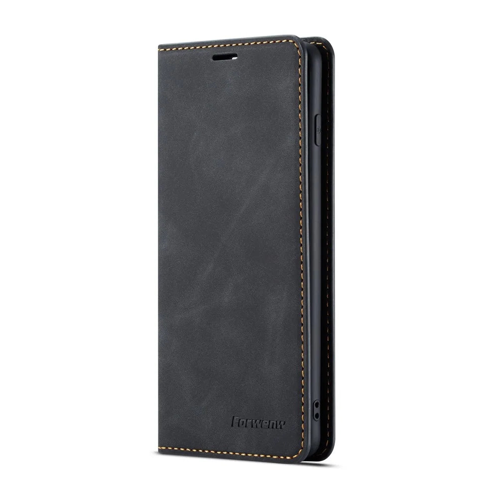 FORWENW Fantasy Series Silky Touch Leather Wallet Case for Samsung Galaxy S10 - Black - 2