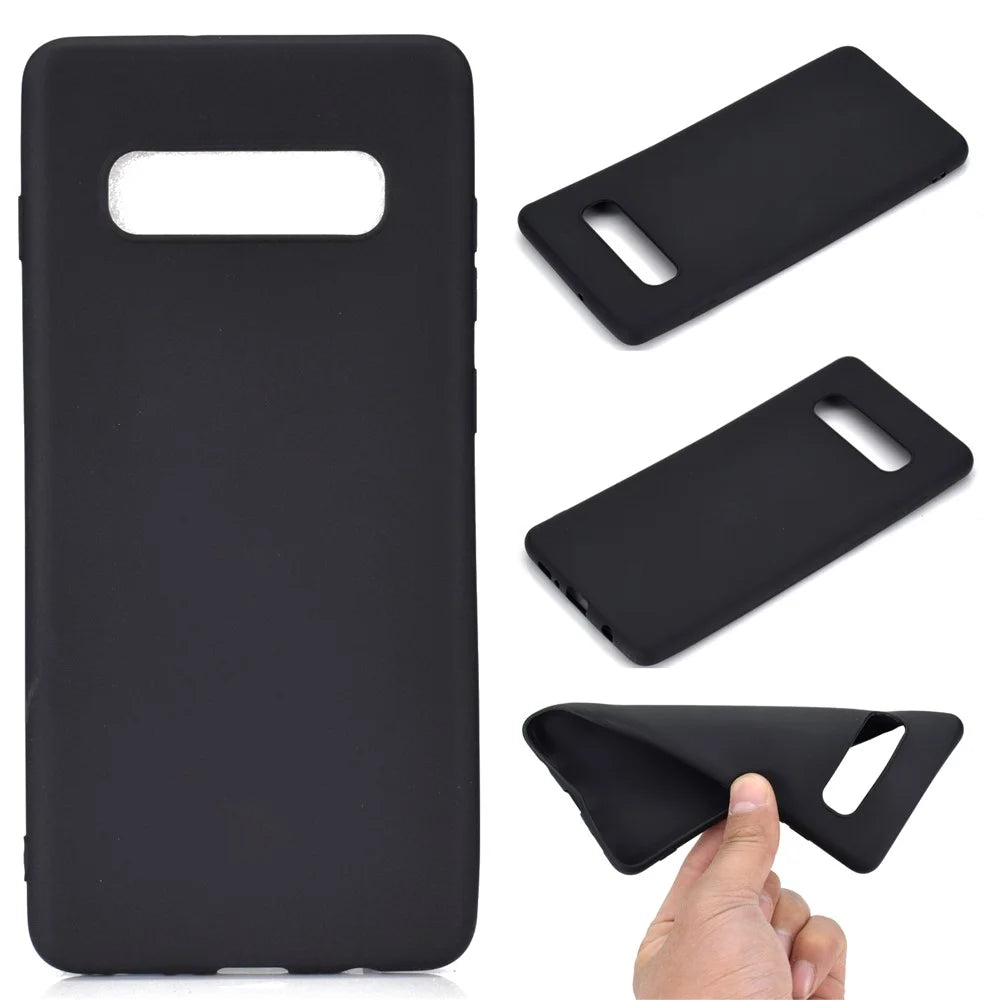 Matte TPU Soft Protective Phone Case for Samsung Galaxy S10 Plus - Black - 1