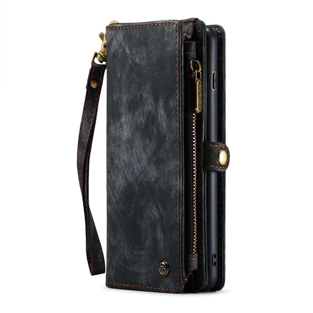 CASEME 008 Series for Samsung Galaxy S10 PU Leather Zipper Pocket Sand Cover Detachable 2-in-1 Magnetic Wallet Phone Case - Black - 2