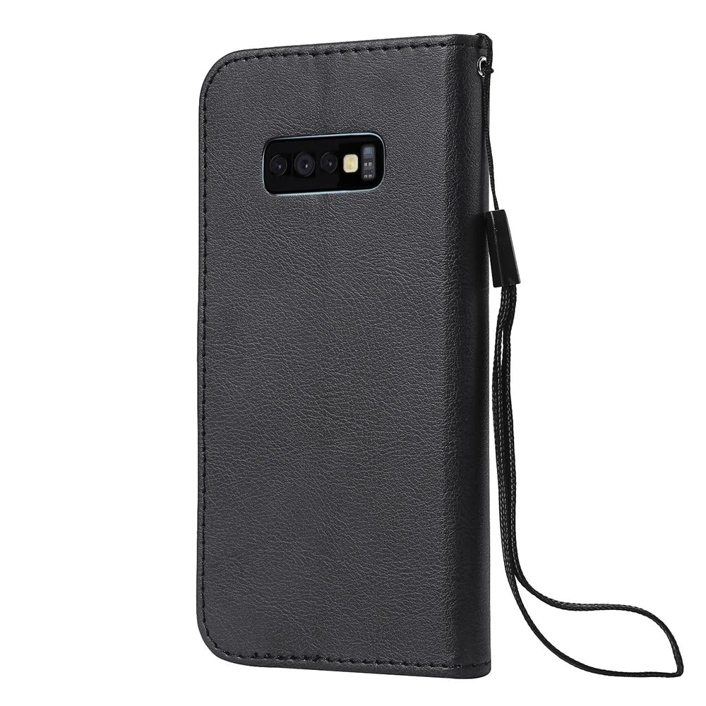 Wallet Leather Stand Case for Samsung Galaxy S10e - Black - 3