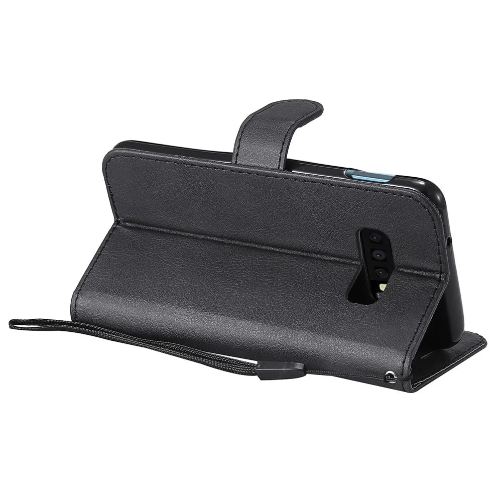 Wallet Leather Stand Case for Samsung Galaxy S10e - Black - 7