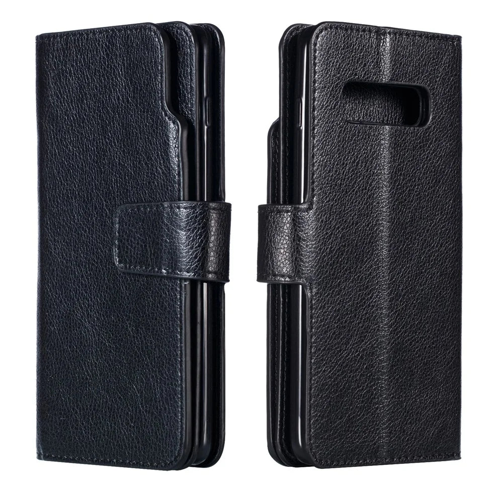For Samsung Galaxy S10 Plus [9 Card Slots] Crazy Horse Wallet Leather Case - Black - 2