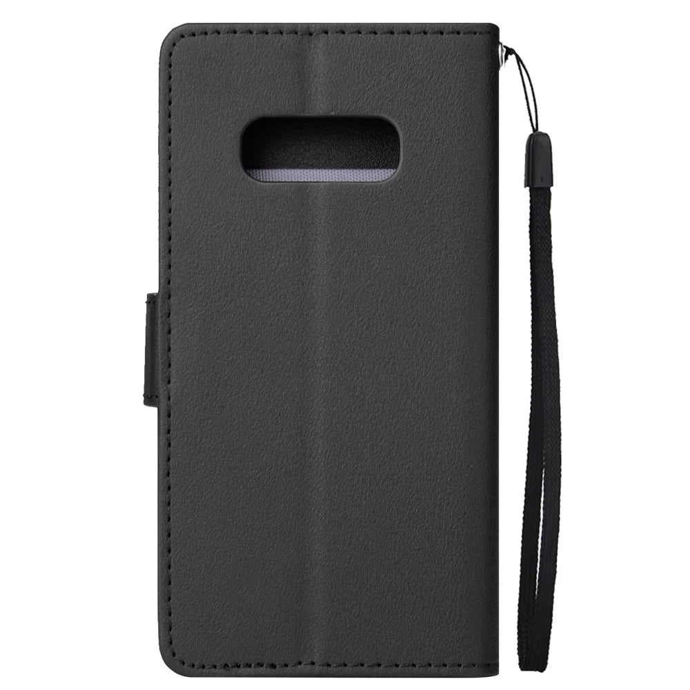 Wallet Leather Stand Case for Samsung Galaxy S10e - Black - 3