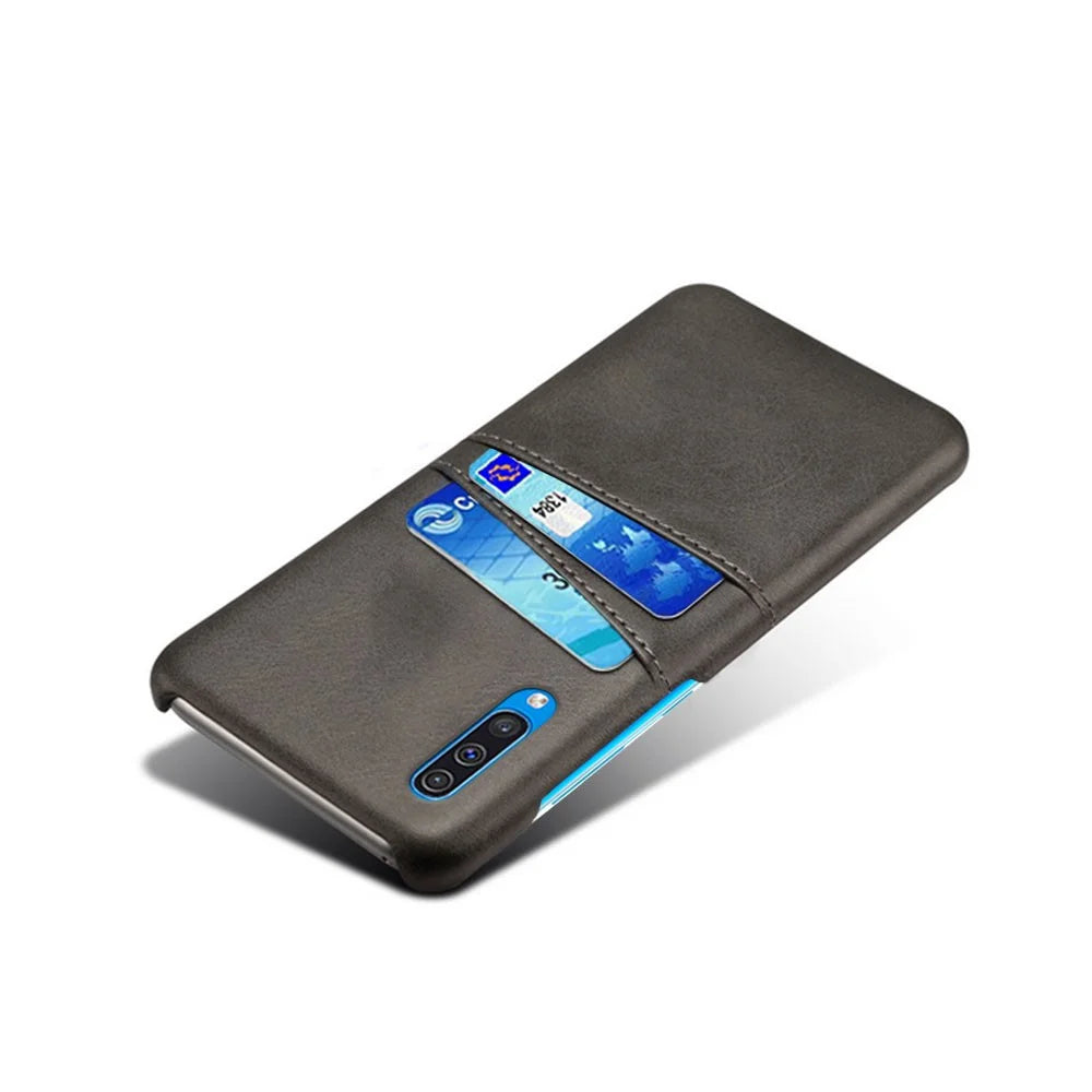 Dual Card Slots PU Leather Coated PC Mobile Phone Shell for Samsung Galaxy A50 / A50s / A30s - Black - 4