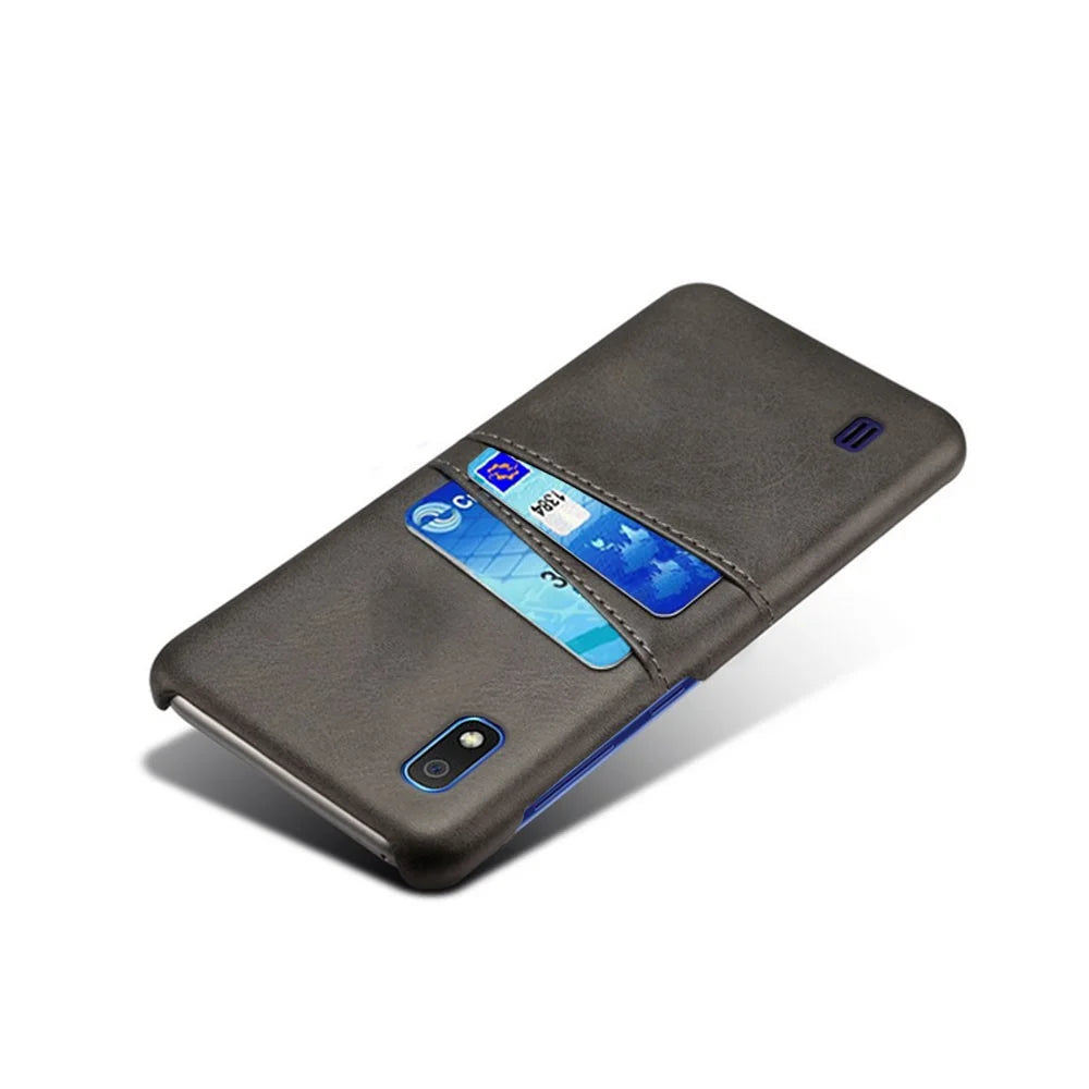 PU Leather Coated PC Case with [Dual Card Slots] for Samsung Galaxy A10 - Black - 2