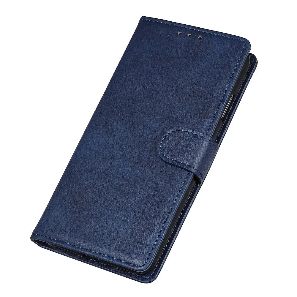 Matte PU Leather Wallet Stand Phone Case for Samsung Galaxy A10 - Blue - 3