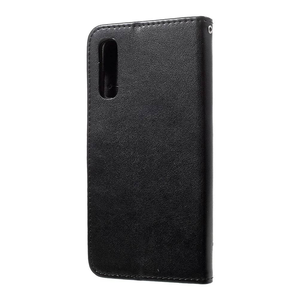 Imprint Butterfly Flowers Leather Wallet Stand Case for Samsung Galaxy A50 / A50s / A30s - Black - 2