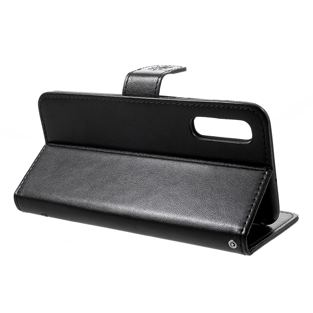 Imprint Butterfly Flowers Leather Wallet Stand Case for Samsung Galaxy A50 / A50s / A30s - Black - 3