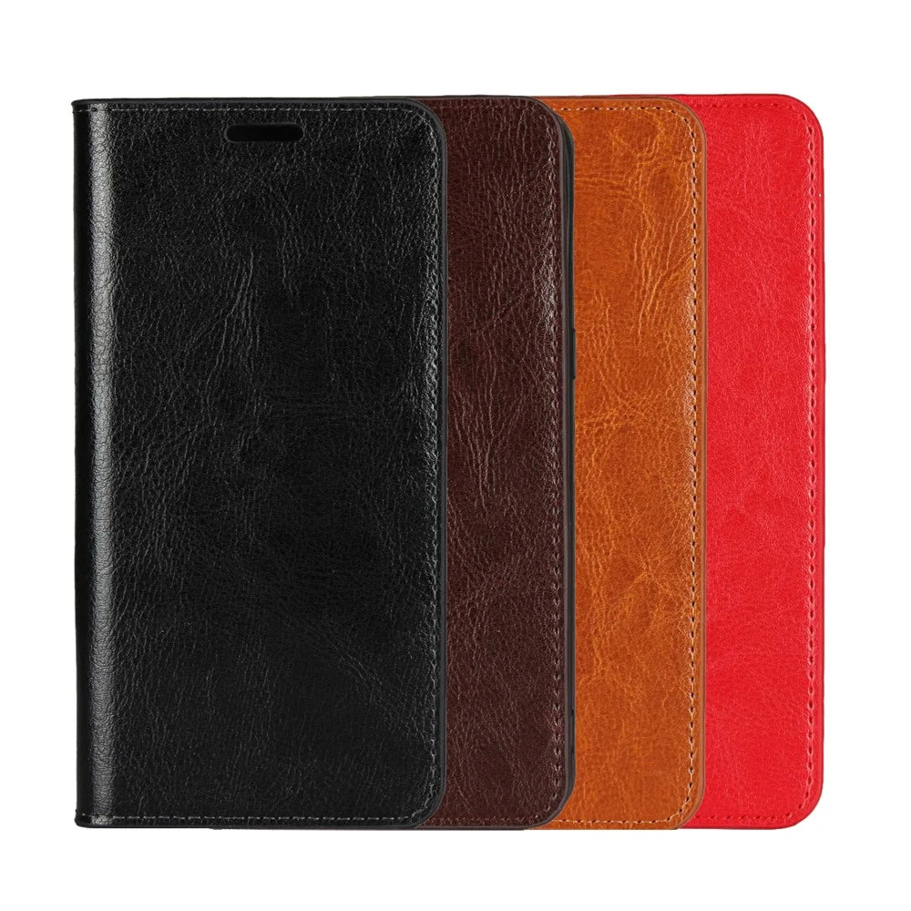 Crazy Horse Genuine Leather Wallet Phone Cover for Samsung Galaxy S10e - Black - 7