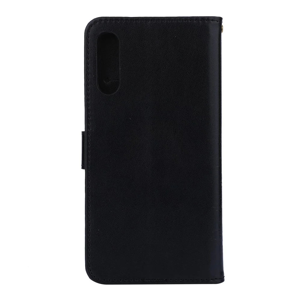 Imprint Butterfly Flower Leather Wallet Case for Samsung Galaxy A50 / A50s / A30s - Black - 2