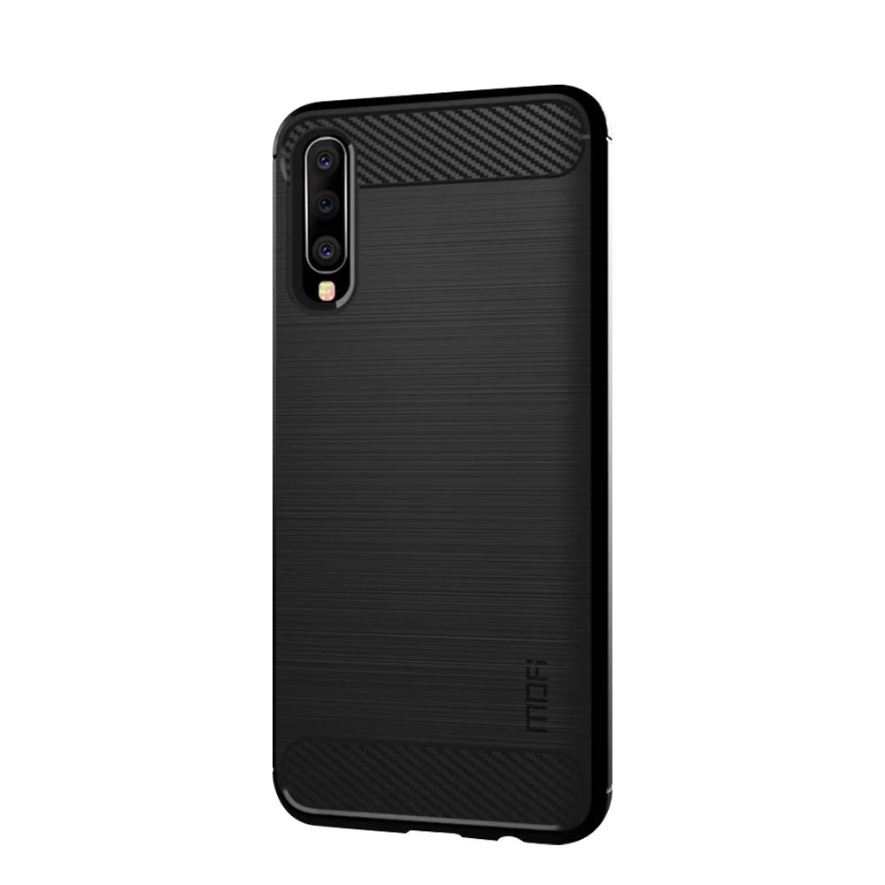 MOFI Carbon Fiber Texture Brushed TPU Phone Cover for Samsung Galaxy A70 - Black - 2