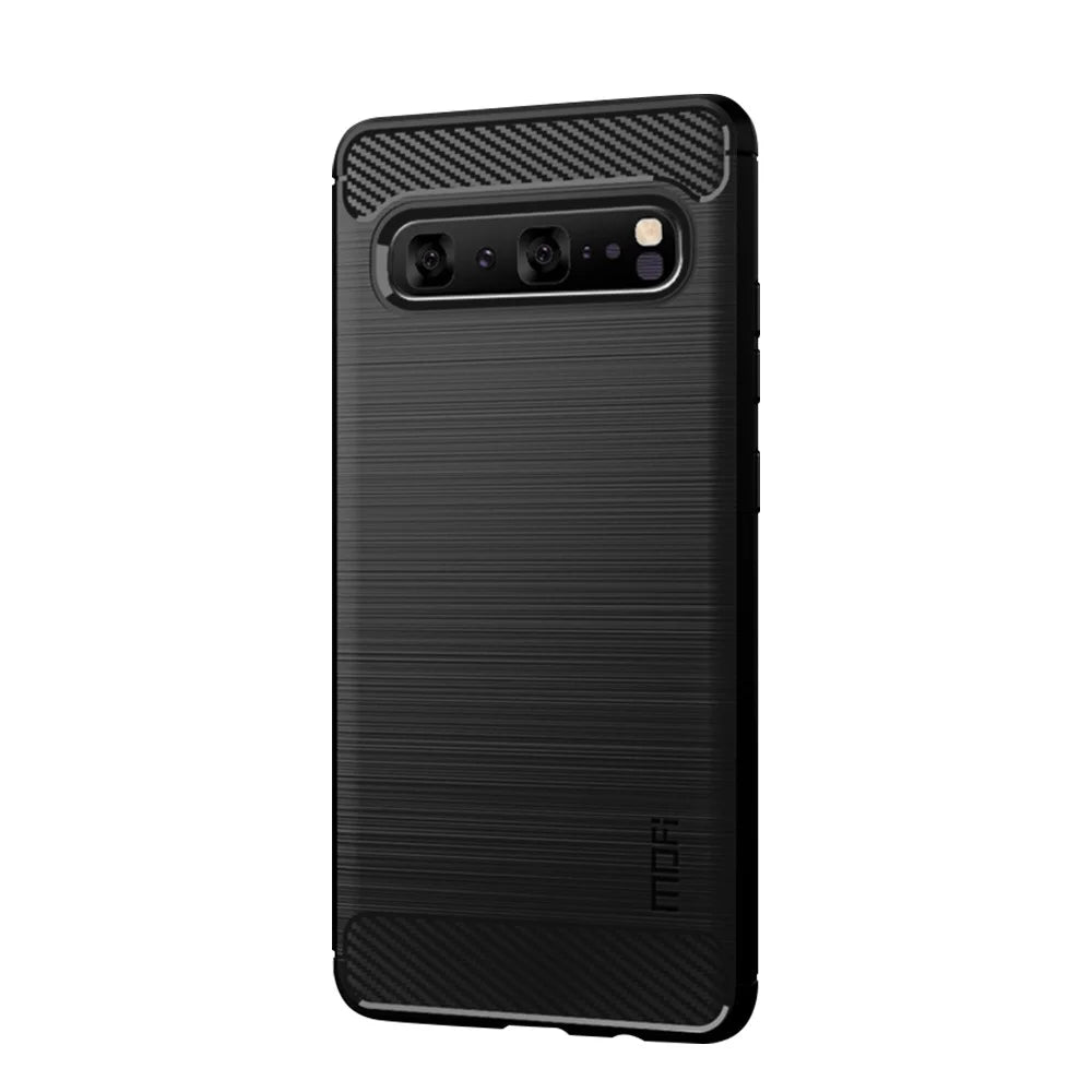 MOFI Carbon Fiber Texture Brushed TPU Phone Shell for Samsung Galaxy S10 5G - Black - 2