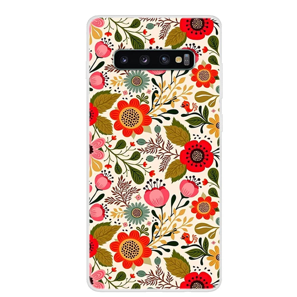 Pattern Printing TPU Case for Samsung Galaxy S10 - Vivid Flowers - 1